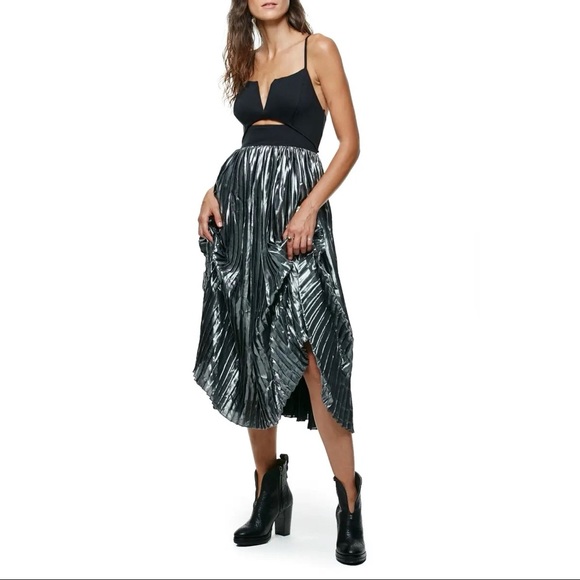 NWT Free People Black Silver Piper Dress - Picture 2 of 11